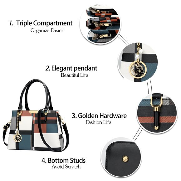 Striped Pattern Multi-Pocket Handbag Bags